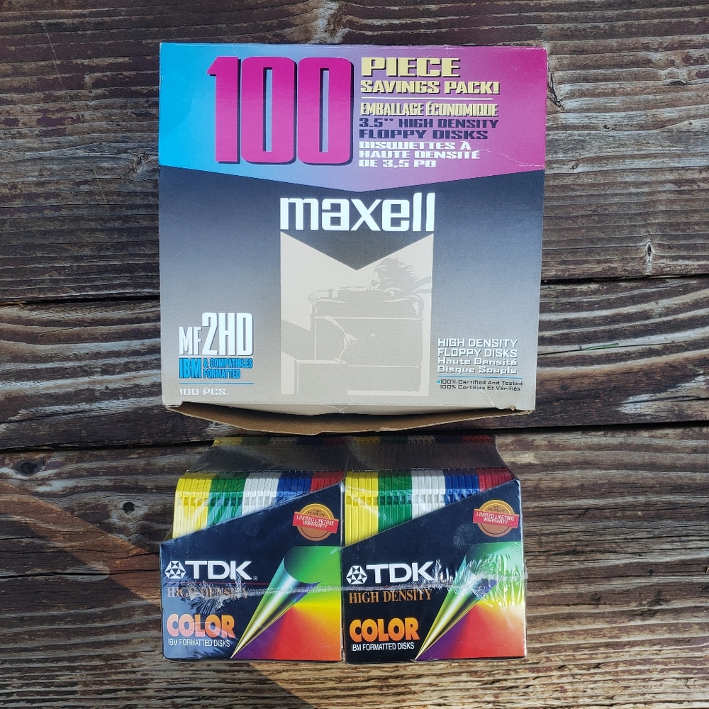 TDK Floppy Disks (New) & Maxwell Floppy Disks (Opened)